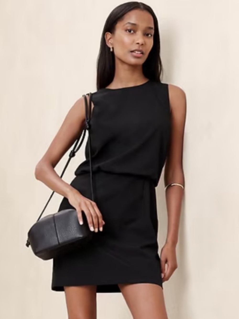 NWT- Banana Republic Black Sleeveless Mini Shift Dress with Keyhole Back